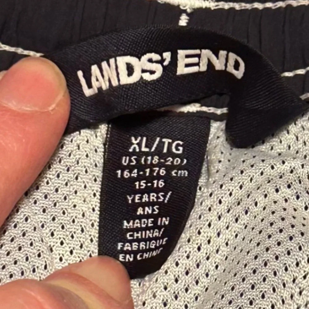 Lands'‎ End Kids Swim Trunks Navy Mesh Lined Cargo Shorts Size XL 18–20